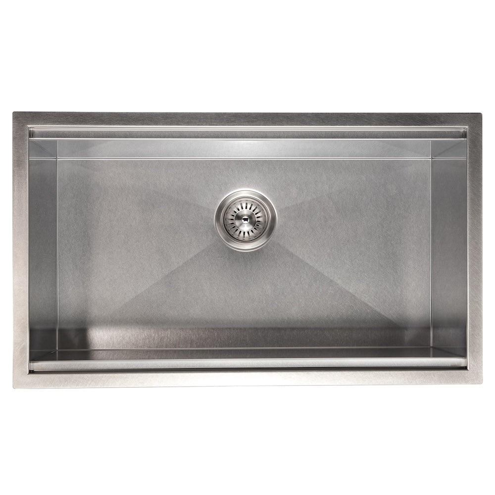 ZLINE 30 in. Garmisch Undermount Single Bowl Satin Stainless Steel Kitchen Sink with Bottom Grid and Accessories (SLS-30S)