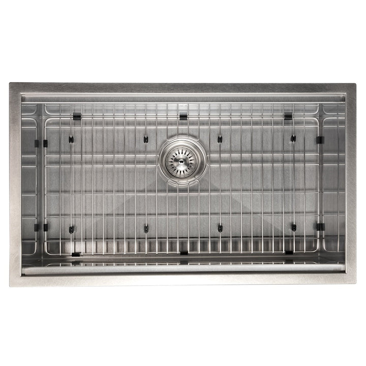 ZLINE 33 in. Garmisch Undermount Single Bowl Satin Stainless Steel Kitchen Sink with Bottom Grid and Accessories (SLS-33S)