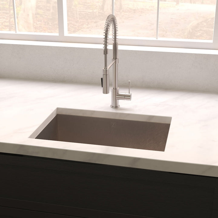 ZLINE 27 in. Meribel Undermount Single Bowl Satin Stainless Steel Kitchen Sink with Bottom Grid (SRS-27S)