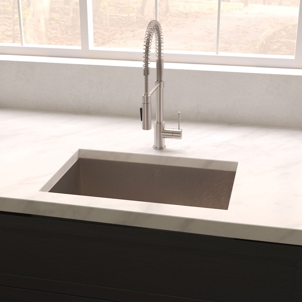 ZLINE 33 in. Meribel Undermount Single Bowl Satin Stainless Steel Kitchen Sink with Bottom Grid (SRS-33S)