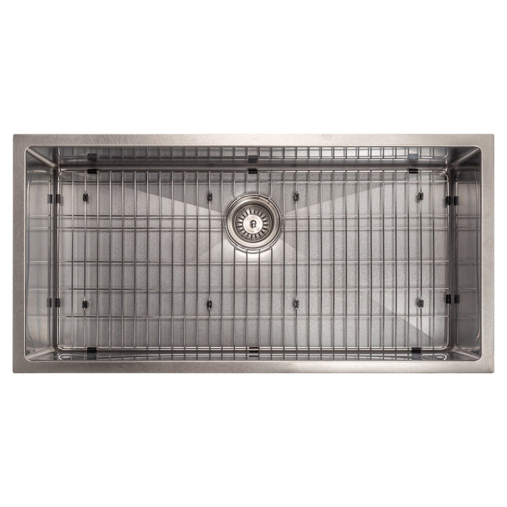 ZLINE 36 in. Meribel Undermount Single Bowl Satin Stainless Steel Kitchen Sink with Bottom Grid (SRS-36S)