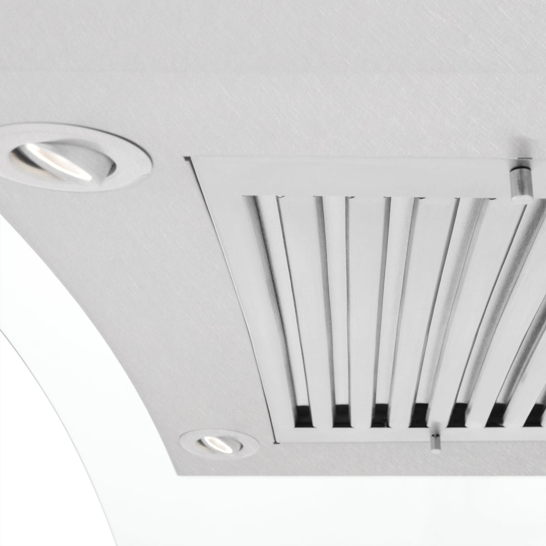 ZLINE 48 in. Convertible Vent Wall Mount Range Hood in Satin Stainless Steel and Glass (8KN4S-48)