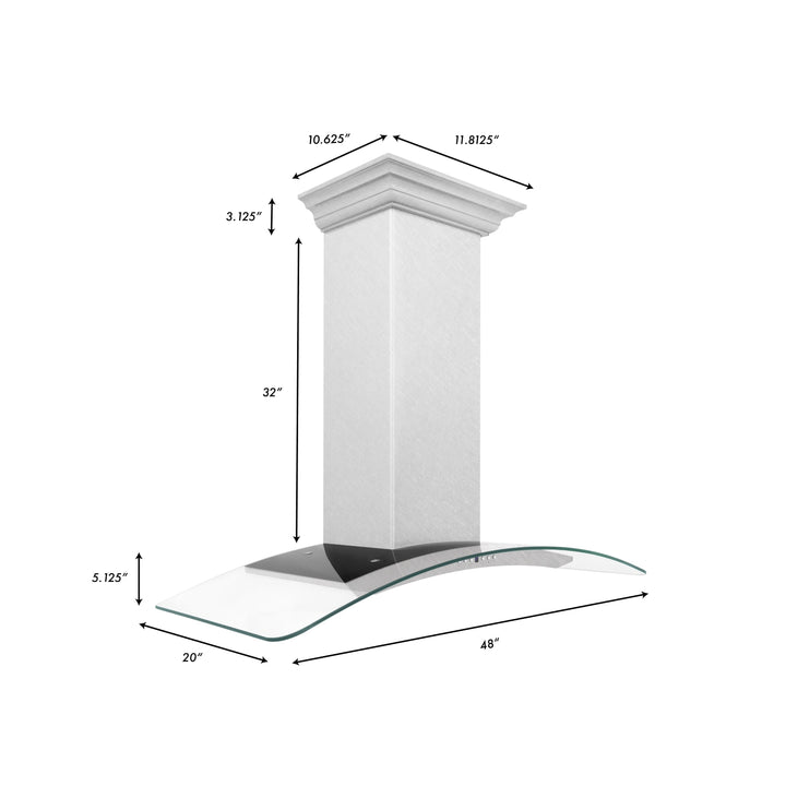 ZLINE 48 in. Convertible Vent Wall Mount Range Hood in Satin Stainless Steel and Glass (8KN4S-48)