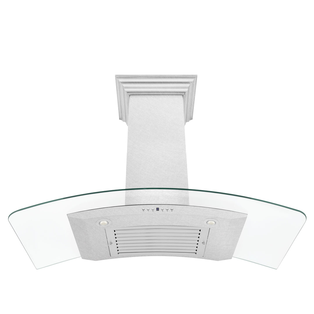 ZLINE 48 in. Convertible Vent Wall Mount Range Hood in Satin Stainless Steel and Glass (8KN4S-48)