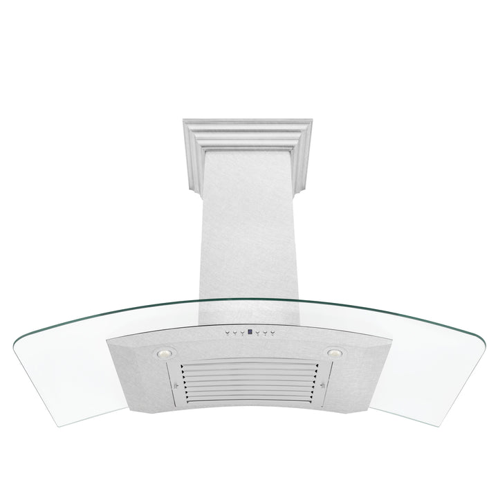 ZLINE 48 in. Convertible Vent Wall Mount Range Hood in Satin Stainless Steel and Glass (8KN4S-48)