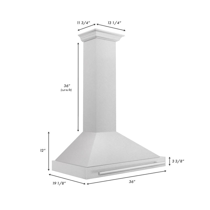 ZLINE 36 in. Convertible Satin Stainless Steel Wall Mount Range Hood with Stainless Steel Handle (KB4SNX-36)