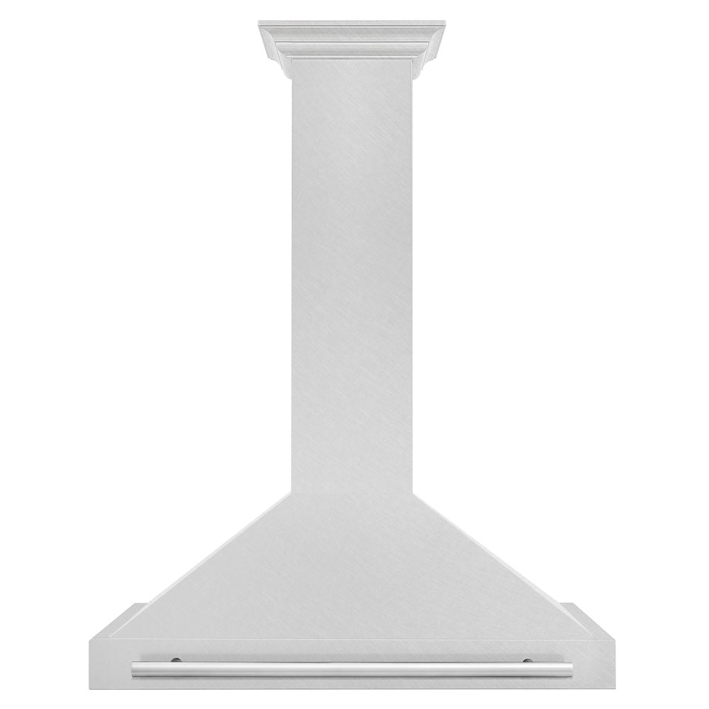 ZLINE 36 in. Autograph Edition Convertible Fingerprint Resistant Satin Stainless Steel Range Hood with White Matte Shell and Matte Black Handle (KB4SNZ-WM36-MB)