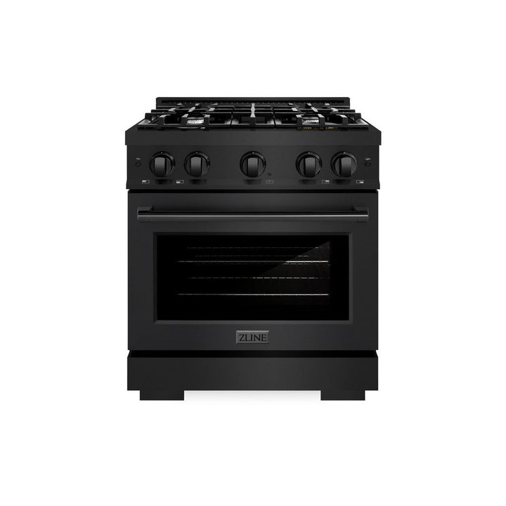 ZLINE 30" 4.2 cu. ft. Select Dual Fuel Range with 4 Burners in Black Stainless Steel, HDRB-30