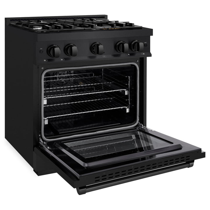 ZLINE 30" 4.2 cu. ft. Select Dual Fuel Range with 4 Burners in Black Stainless Steel, HDRB-30