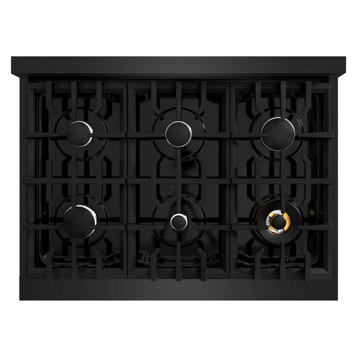 ZLINE 36" 5.2 cu. ft. Select Dual Fuel Range with 6 Burners in Black Stainless Steel, HDRB-36