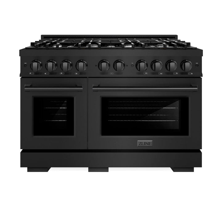 ZLINE 48 in. 6.7 cu. ft. Select Double Oven Dual Fuel Range with 8 Burner Gas Cooktop in Black Stainless Steel, Open Box-Excellent Condition