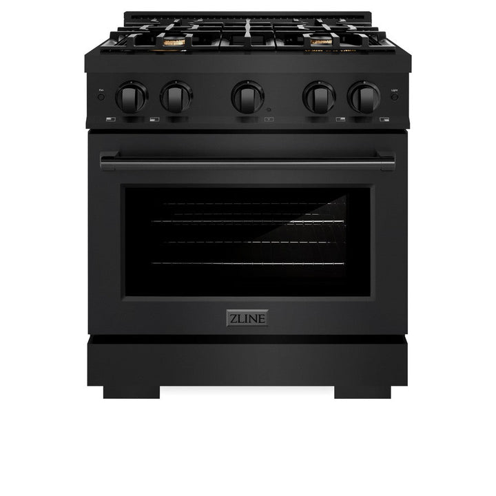 ZLINE 30" 4.2 cu. ft. Select Gas Range in Black Stainless Steel with 4 Brass Burners, HGRB-BR-30