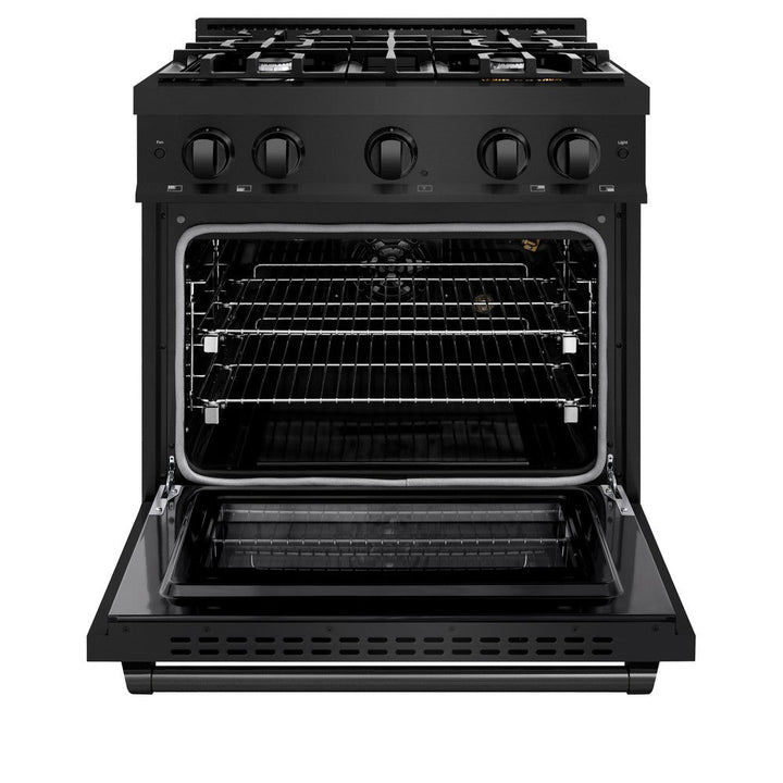 ZLINE 30" 4.2 cu. ft. Select Gas Range with 4 Burners in Black Stainless Steel, HGRB-30