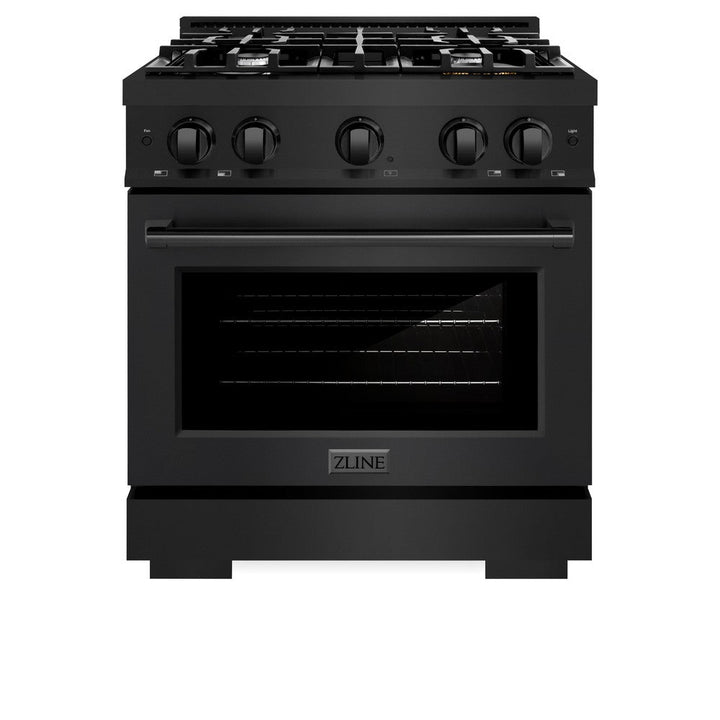 ZLINE 30" 4.2 cu. ft. Select Gas Range with 4 Burners in Black Stainless Steel, HGRB-30