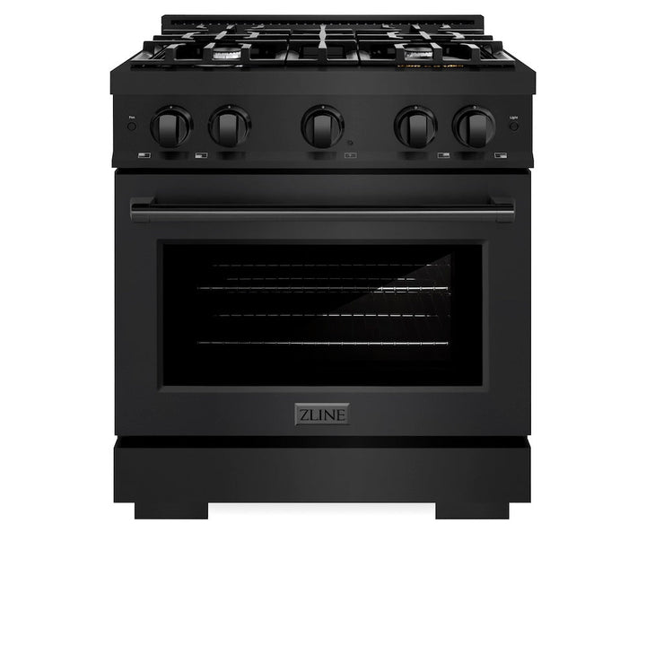 ZLINE 30 in. 4.2 cu. ft. Select Gas Range with 4 Burner Cooktop and Convection Gas Oven in Black Stainless Steel, Open Box-Excellent Condition