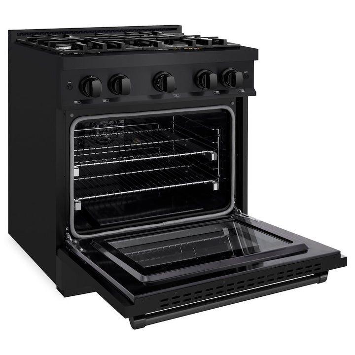 ZLINE 30 in. 4.2 cu. ft. Select Gas Range with 4 Burner Cooktop and Convection Gas Oven in Black Stainless Steel, Open Box-Excellent Condition