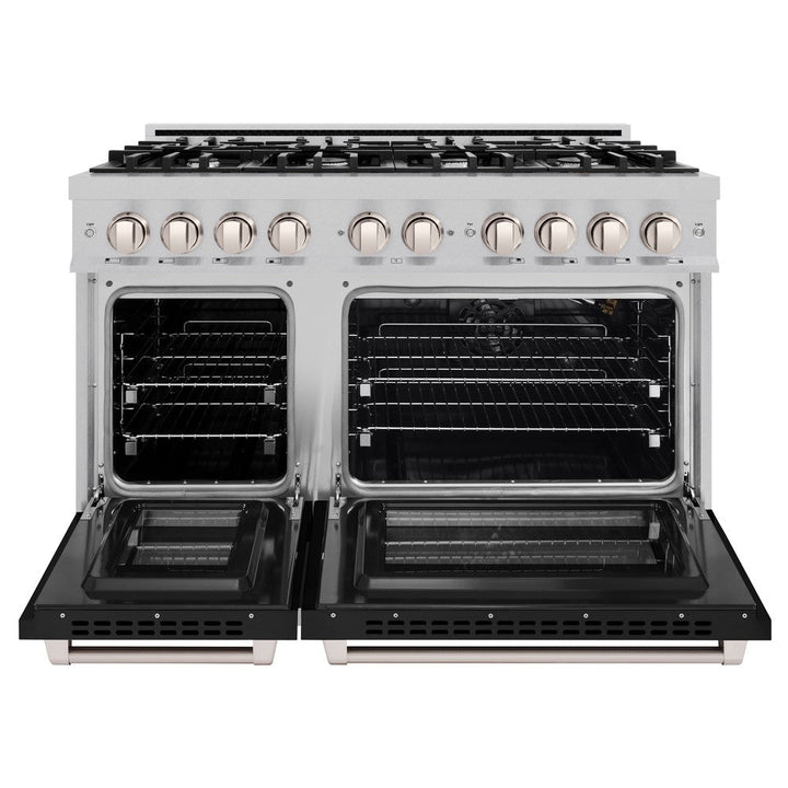 ZLINE 30" 4.2 cu. ft. Select Gas Range with 4 Burners in DuraSnow® Stainless Steel with Black Matte Door, HGRS-BLM-30