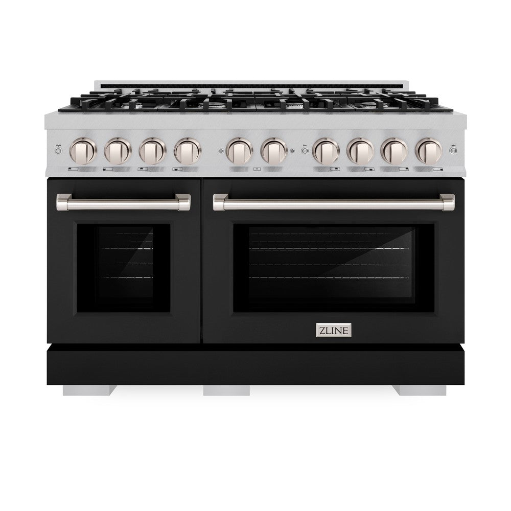 ZLINE 30" 4.2 cu. ft. Select Gas Range with 4 Burners in DuraSnow® Stainless Steel with Black Matte Door, HGRS-BLM-30