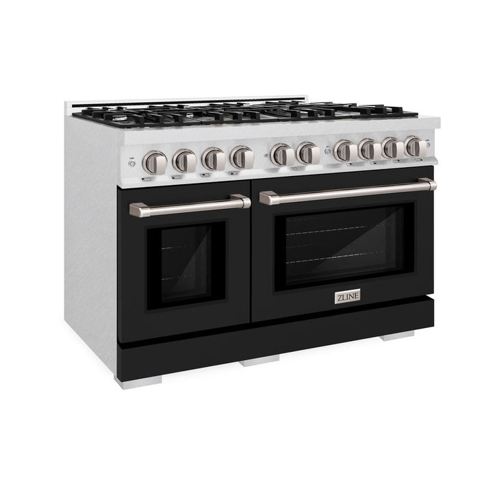 ZLINE 30" 4.2 cu. ft. Select Gas Range with 4 Burners in DuraSnow® Stainless Steel with Black Matte Door, HGRS-BLM-30