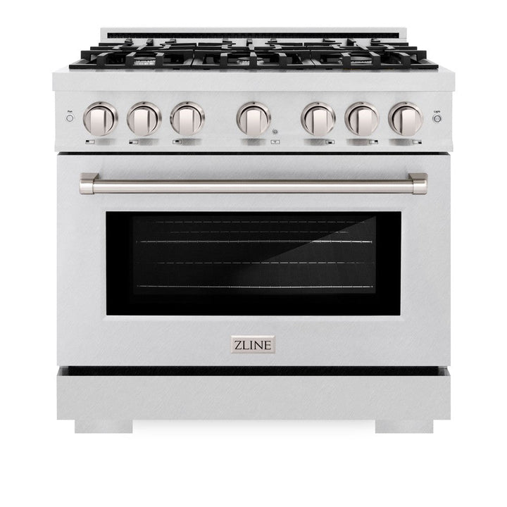 ZLINE 36" 5.2 cu. ft. Select Dual Fuel Range with 6 Burners in DuraSnow® Stainless Steel, HDRS-36