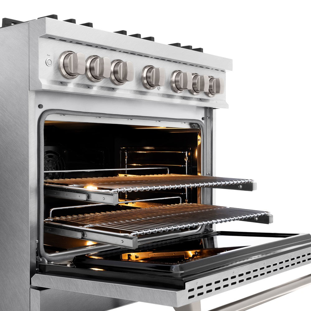 ZLINE 36" 5.2 cu. ft. Select Dual Fuel Range with 6 Burners in DuraSnow® Stainless Steel, HDRS-36