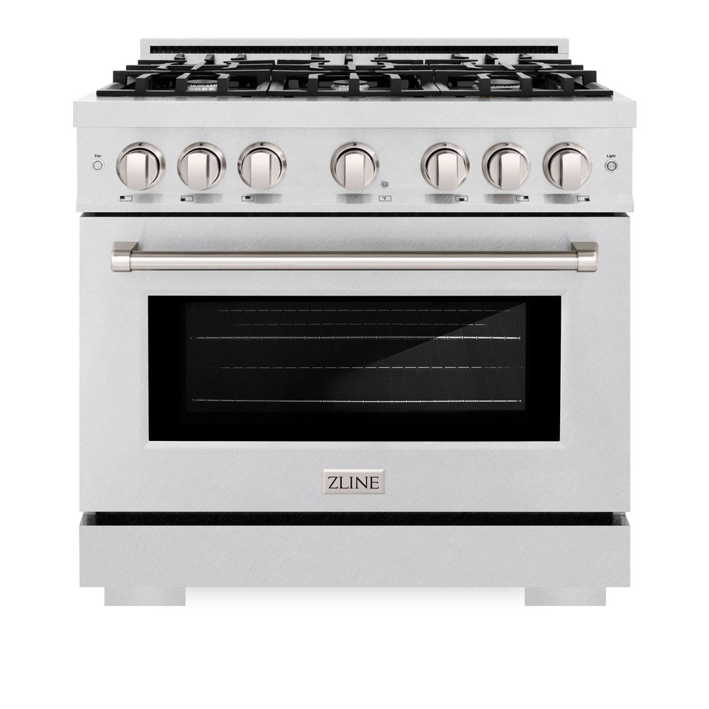 ZLINE 36" 5.2 cu. ft. Select Gas Range with 6 Burners in DuraSnow® Stainless Steel, HGRS-36