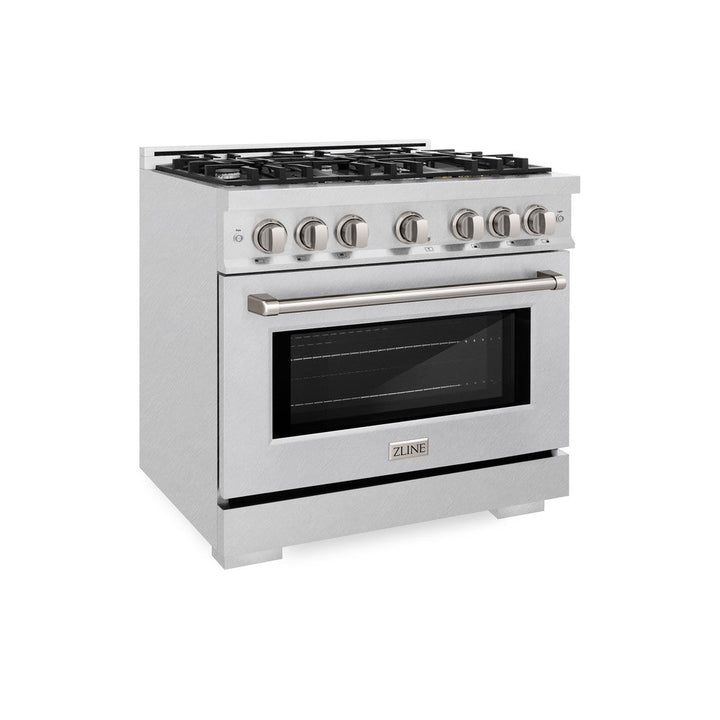 ZLINE 36" 5.2 cu. ft. Select Gas Range with 6 Burners in DuraSnow® Stainless Steel, HGRS-36