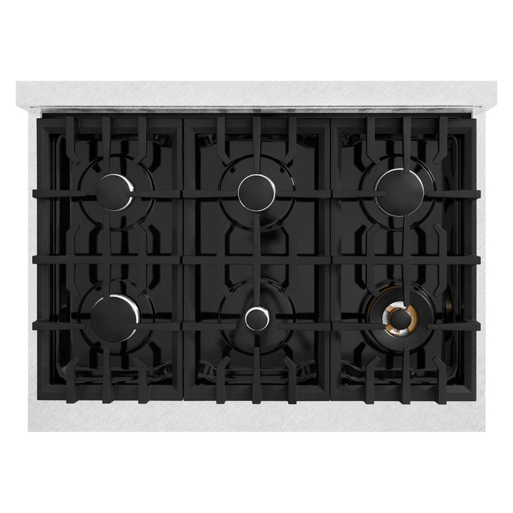 ZLINE 36" 5.2 cu. ft. Select Gas Range with 6 Burners in DuraSnow® Stainless Steel, HGRS-36