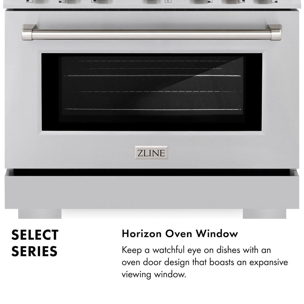 ZLINE 36" 5.2 cu. ft. Select Gas Range with 6 Burners in Stainless Steel, HGR36