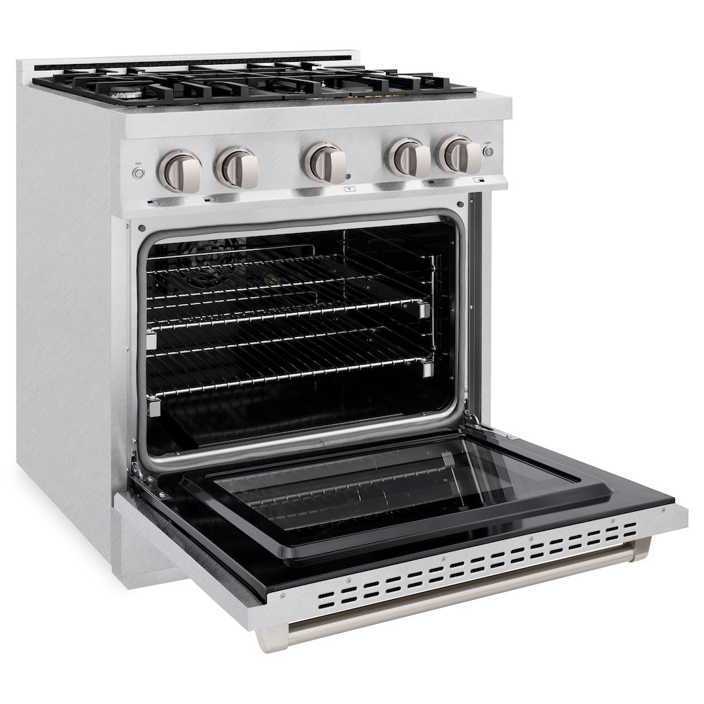 ZLINE 30 in. 4.2 cu. ft. Select Dual Fuel Range with 4 Burner Gas Cooktop and Electric Convection Oven in Satin Stainless Steel (HDRS-30)