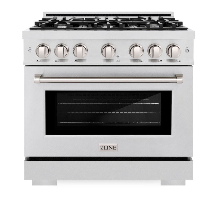 ZLINE 36 in. 5.2 cu. ft. Select Dual Fuel Range with 6 Burner Gas Cooktop and Electric Convection Oven in Satin Stainless Steel (HDRS-36)