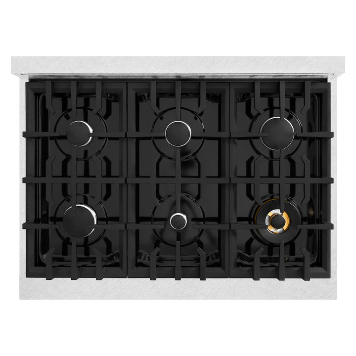 ZLINE 36 in. 5.2 cu. ft. Select Dual Fuel Range with 6 Burner Gas Cooktop and Electric Convection Oven in Satin Stainless Steel (HDRS-36)
