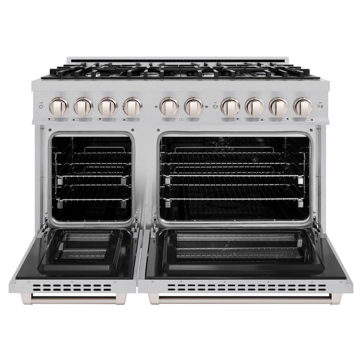 ZLINE 48 in. 6.7 cu. ft. Select Double Oven Dual Fuel Range with 8 Burner Gas Cooktop in Satin Stainless Steel, Open Box-Excellent Condition