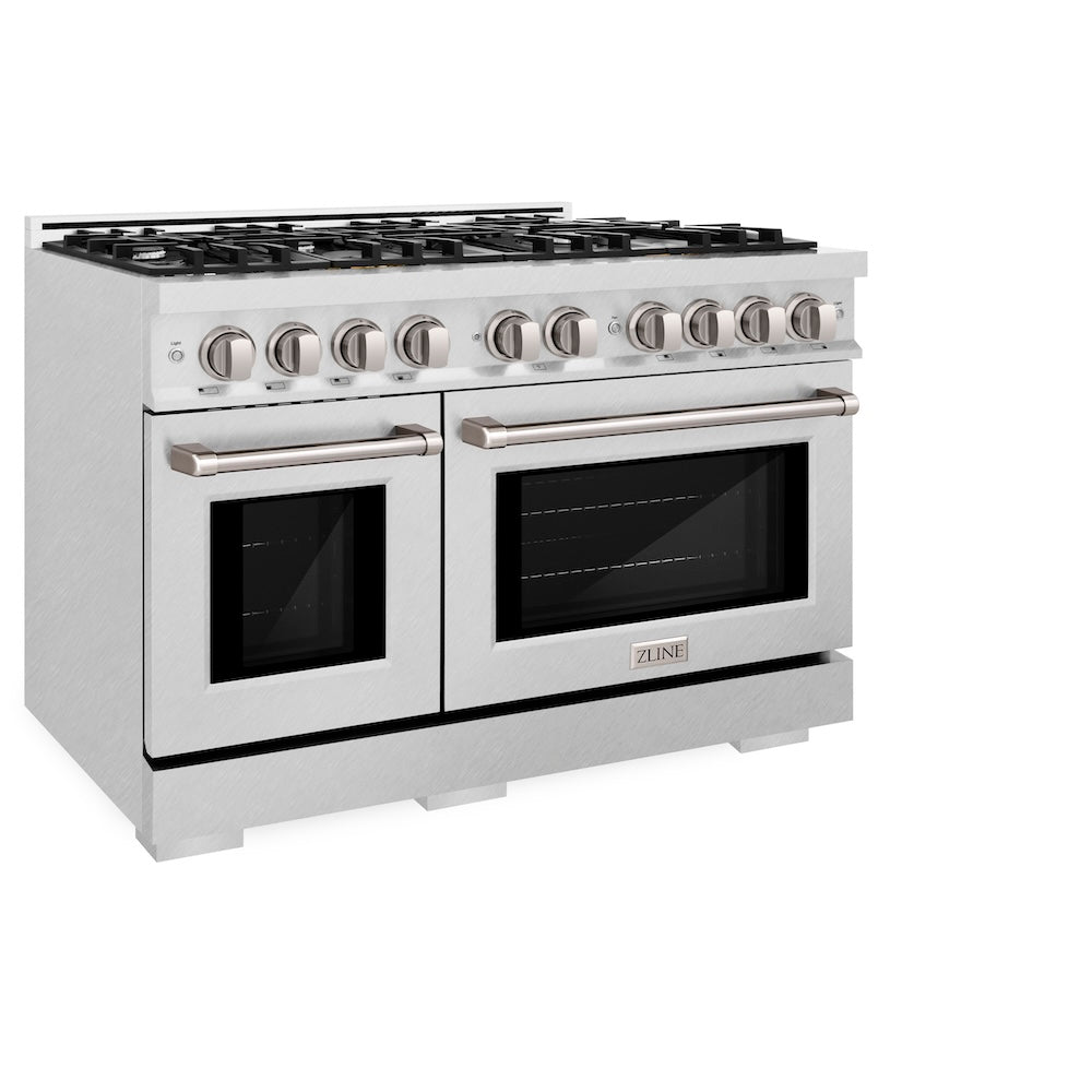 ZLINE 48 in. 6.7 cu. ft. Select Double Oven Dual Fuel Range with 8 Burner Gas Cooktop in Satin Stainless Steel, Open Box-Excellent Condition
