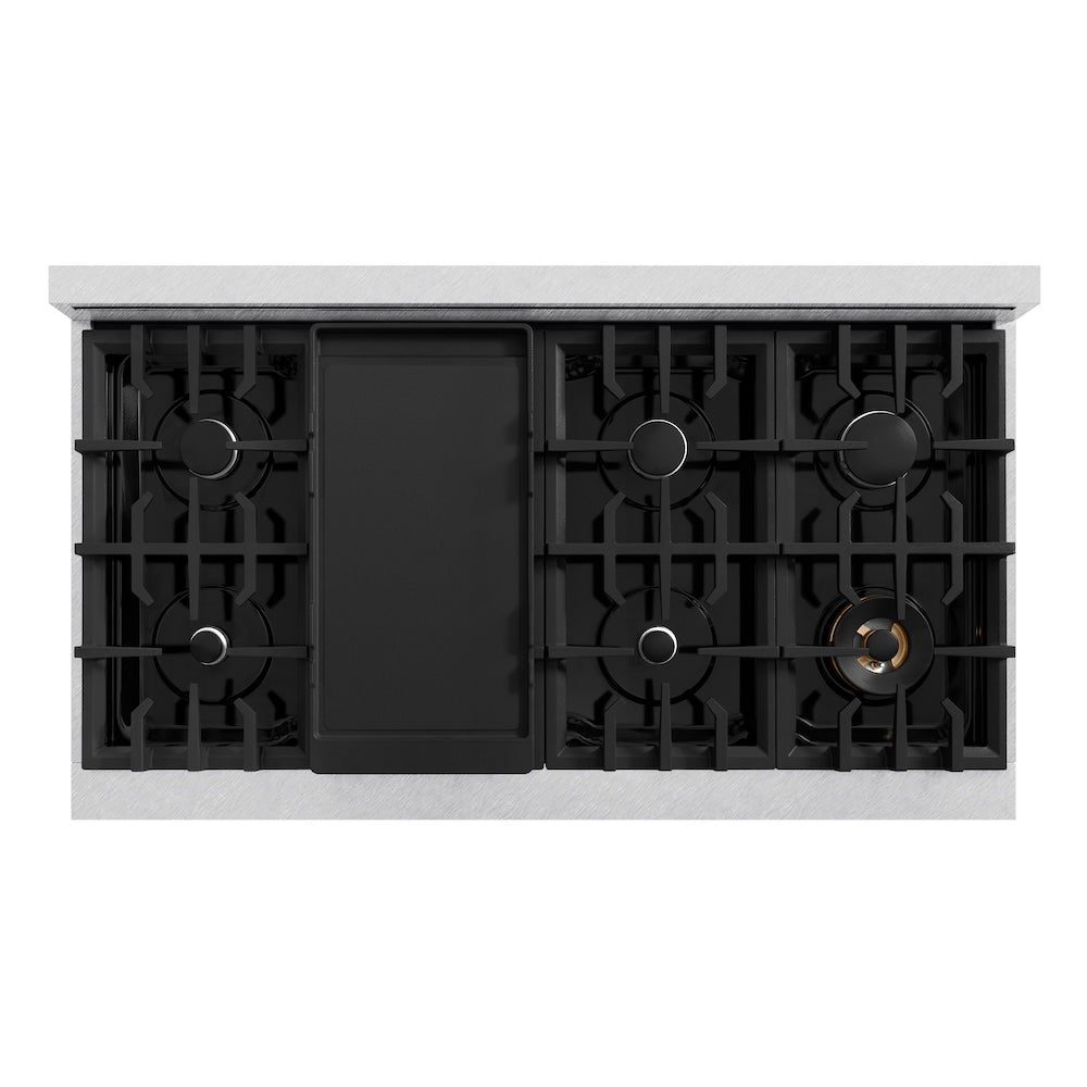 ZLINE 48 in. 6.7 cu. ft. Select Double Oven Dual Fuel Range with 8 Burner Gas Cooktop in Satin Stainless Steel with White Matte Doors, Open Box-Excellent Condition