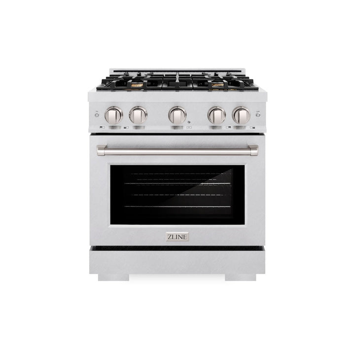 ZLINE 30 in. 4.2 cu. ft. Select Gas Range with Convection Gas Oven in Satin Stainless Steel with 4 Brass Burners, Open Box-Excellent Condition