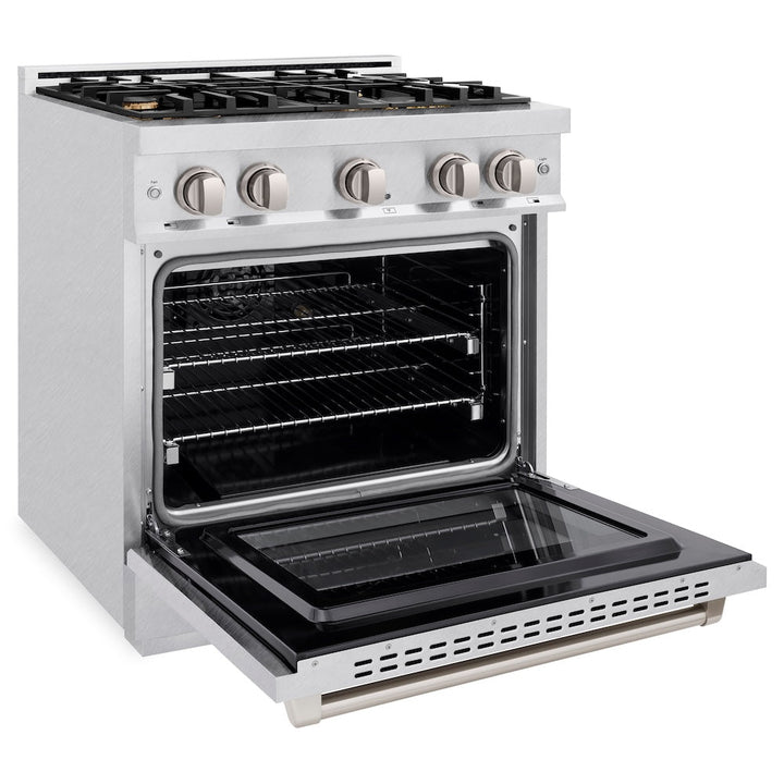 ZLINE 30 in. 4.2 cu. ft. Select Gas Range with Convection Gas Oven in Satin Stainless Steel with 4 Brass Burners, Open Box-Excellent Condition