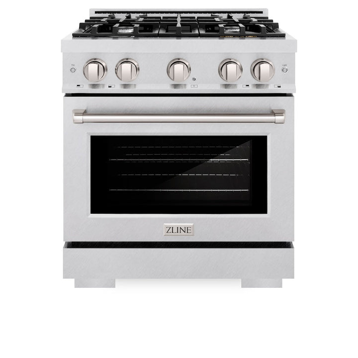 ZLINE 30 in. 4.2 cu. ft. Select Gas Range with 4 Burner Cooktop and Convection Gas Oven in Satin Stainless Steel (HGRS-30)