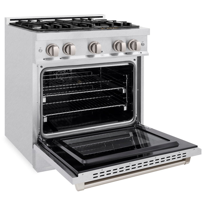 ZLINE 30 in. 4.2 cu. ft. Select Gas Range with 4 Burner Cooktop and Convection Gas Oven in Satin Stainless Steel, Open Box-Excellent Condition