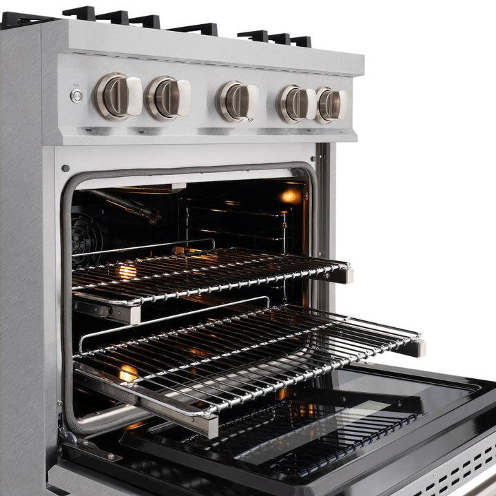 ZLINE 30 in. 4.2 cu. ft. Select Gas Range with 4 Burner Cooktop and Convection Gas Oven in Satin Stainless Steel (HGRS-30)