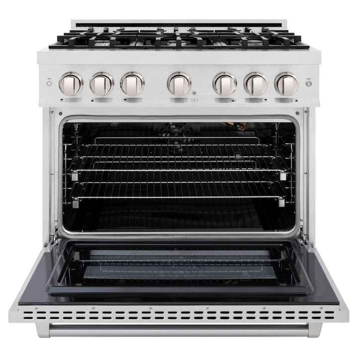 ZLINE 36 in. 5.2 cu. ft. Select Gas Range with 6 Burner Cooktop and Convection Gas Oven in Satin Stainless Steel (HGRS-36)