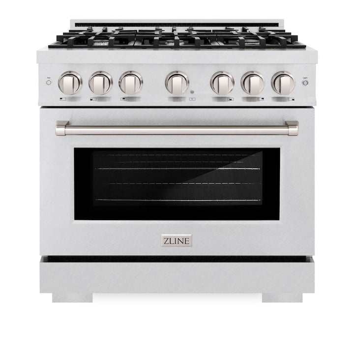 ZLINE 36 in. 5.2 cu. ft. Select Gas Range with 6 Burner Cooktop and Convection Gas Oven in Satin Stainless Steel, Open Box-Excellent Condition