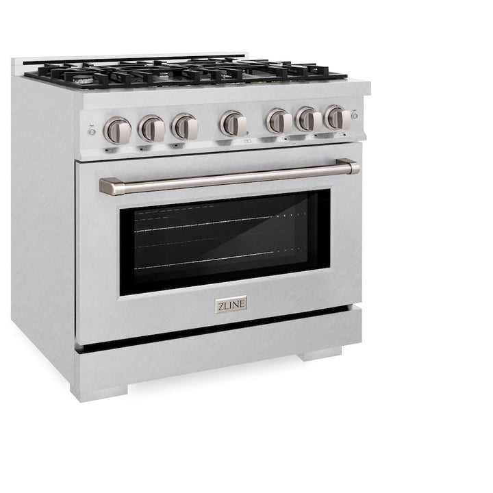 ZLINE 36 in. 5.2 cu. ft. Select Gas Range with 6 Burner Cooktop and Convection Gas Oven in Satin Stainless Steel (HGRS-36)