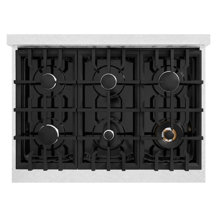 ZLINE 36 in. 5.2 cu. ft. Select Gas Range with 6 Burner Cooktop and Convection Gas Oven in Satin Stainless Steel (HGRS-36)