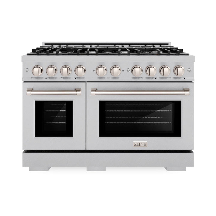 ZLINE 48 in. 6.7 cu. ft. Select Double Oven Gas Range with 8 Burner Cooktop in Satin Stainless Steel, Open Box-Excellent Condition
