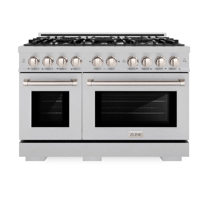 ZLINE 48 in. 6.7 cu. ft. Select Double Oven Gas Range with 8 Burner Cooktop in Satin Stainless Steel, Open Box-Excellent Condition