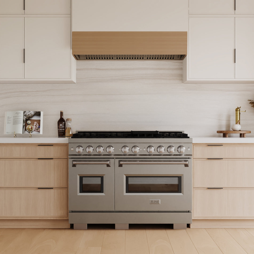 ZLINE 48 in. 6.7 cu. ft. Classic Double Oven Dual Fuel Range with 8 Burner Gas Cooktop in Stainless Steel, Open Box-Excellent Condition