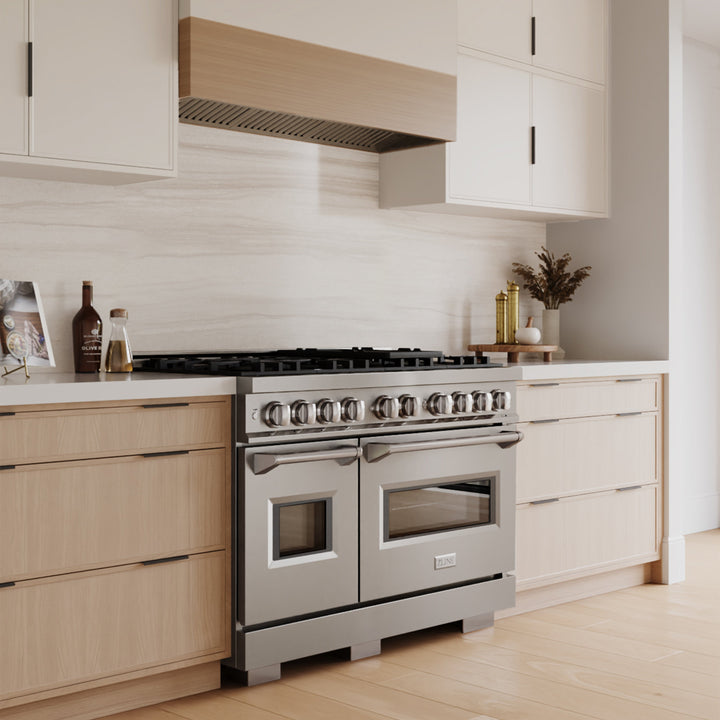 ZLINE 48 in. 6.7 cu. ft. Classic Double Oven Dual Fuel Range with 8 Burner Gas Cooktop in Stainless Steel, Open Box-Excellent Condition