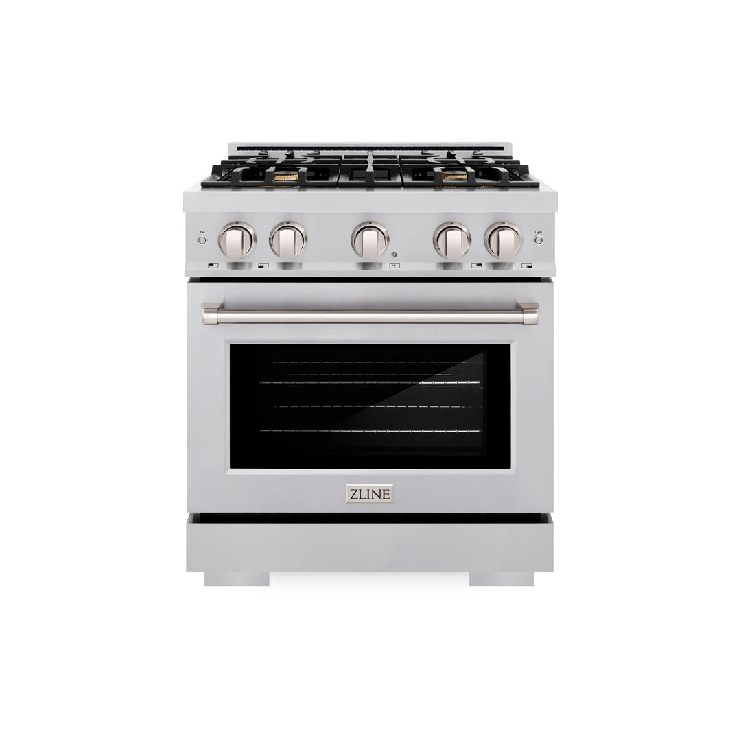 ZLINE 30" 4.2 cu. ft. Select Dual Fuel Range withs in Stainless Steel with 4 Brass Burners, HDR-BR-30