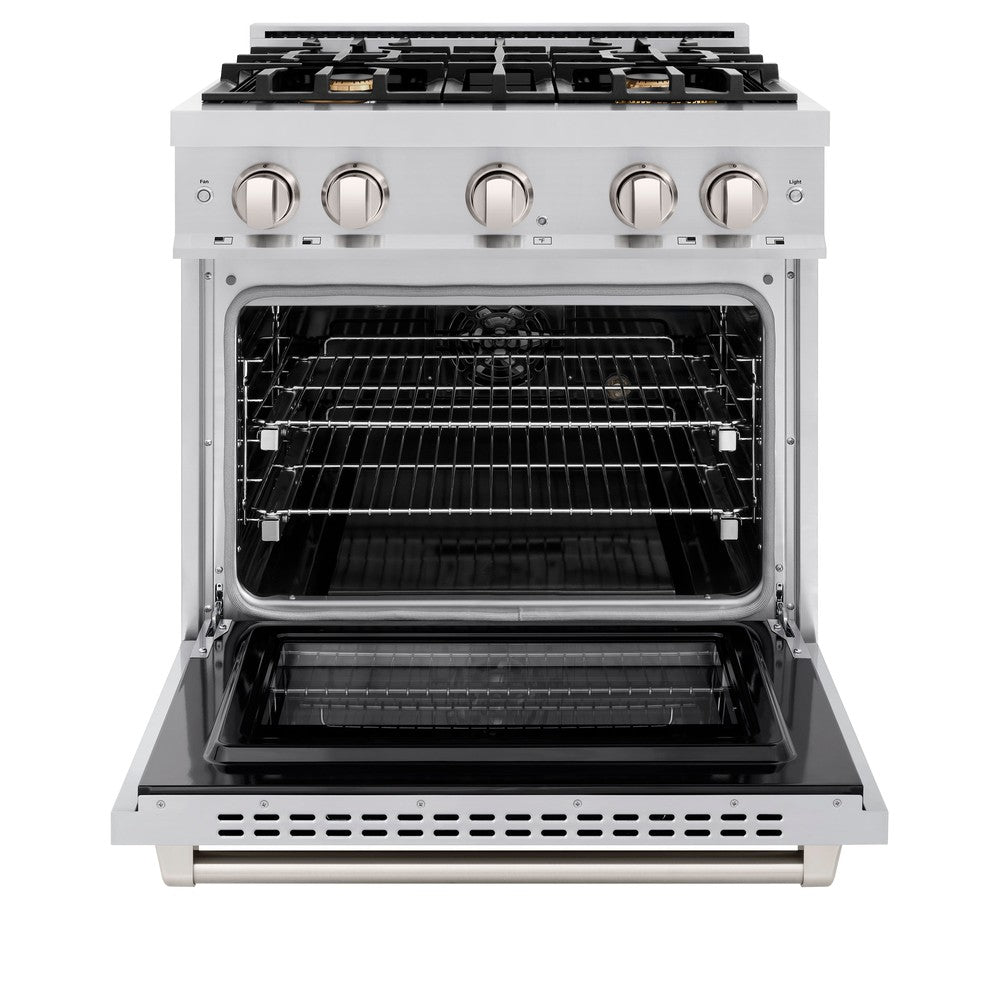 ZLINE 30" 4.2 cu. ft. Select Dual Fuel Range withs in Stainless Steel with 4 Brass Burners, HDR-BR-30